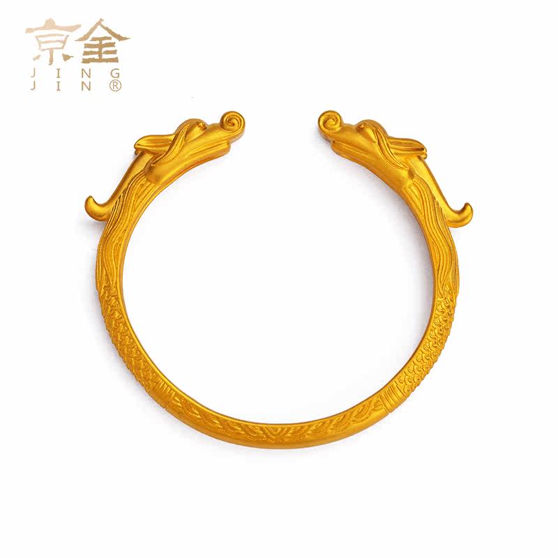京金999开口古法手工手镯礼盒足金 京金珠宝手饰