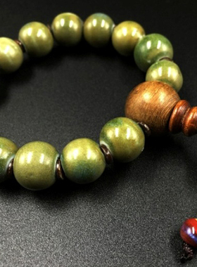 京金墨竹青吉祥陶瓷手串精致礼盒包装送朋友送爱人【墨竹青色】