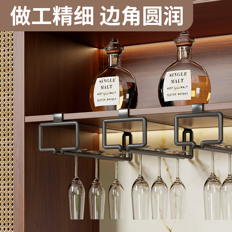 红酒架酒柜台面倒挂斜放酒杯架子轻奢高档酒架杯架瓶杯收纳置物架 - 图2