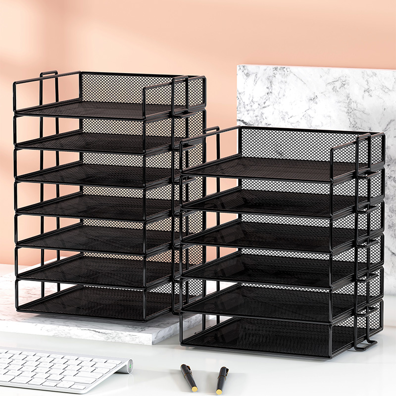 办公室工位桌面书籍文具档案分层收纳置物架文件杂物收纳架台面书架办公用品文件整理架桌上多层大容量储物架 - 图2