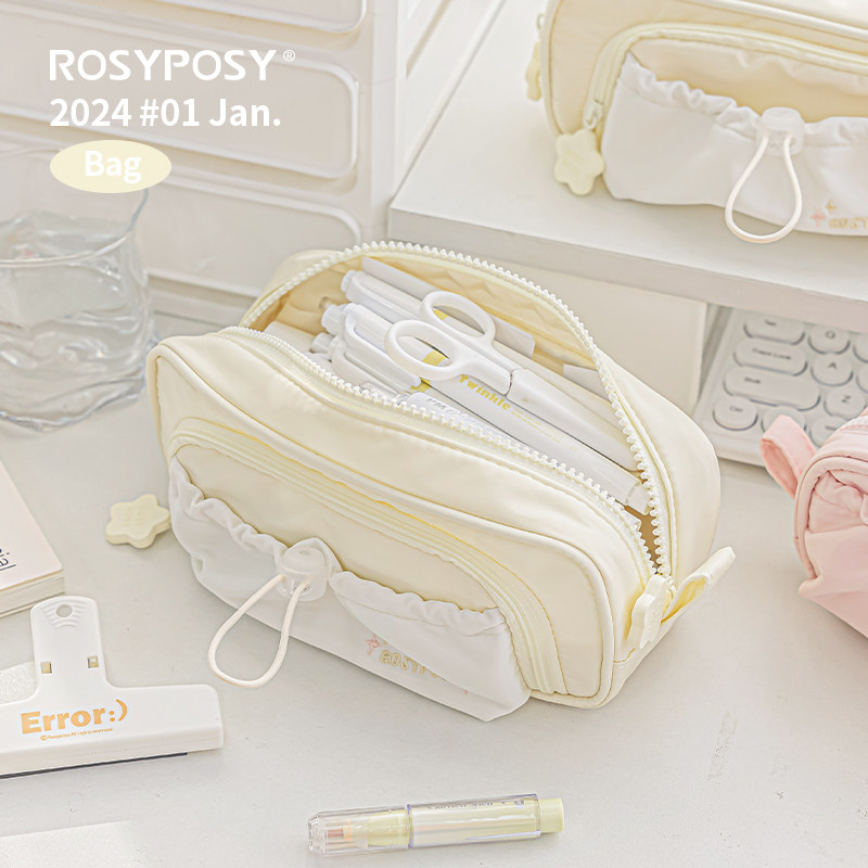 「奶油星星色！抽绳笔袋结构战士」Rosyposy柔设ins收纳文具学生,淘宝优惠券,粉丝福利购,淘宝优惠卷