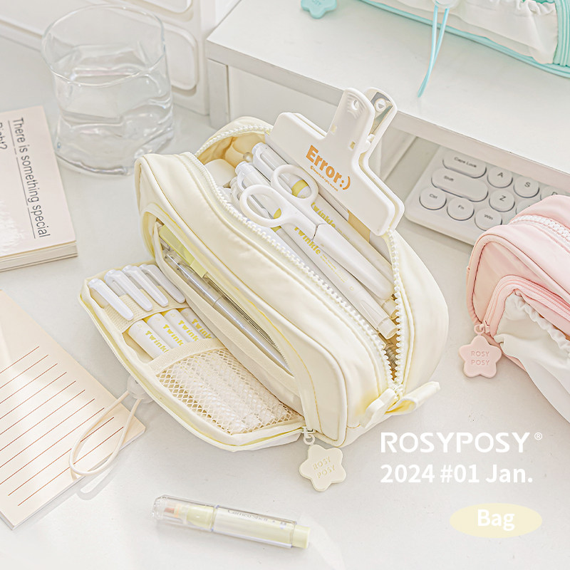 「奶油星星色！抽绳笔袋结构战士」Rosyposy柔设ins收纳文具学生,淘宝优惠券,粉丝福利购,淘宝优惠卷