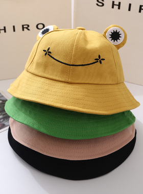 遮阳帽ins风绿色青蛙防晒帽子