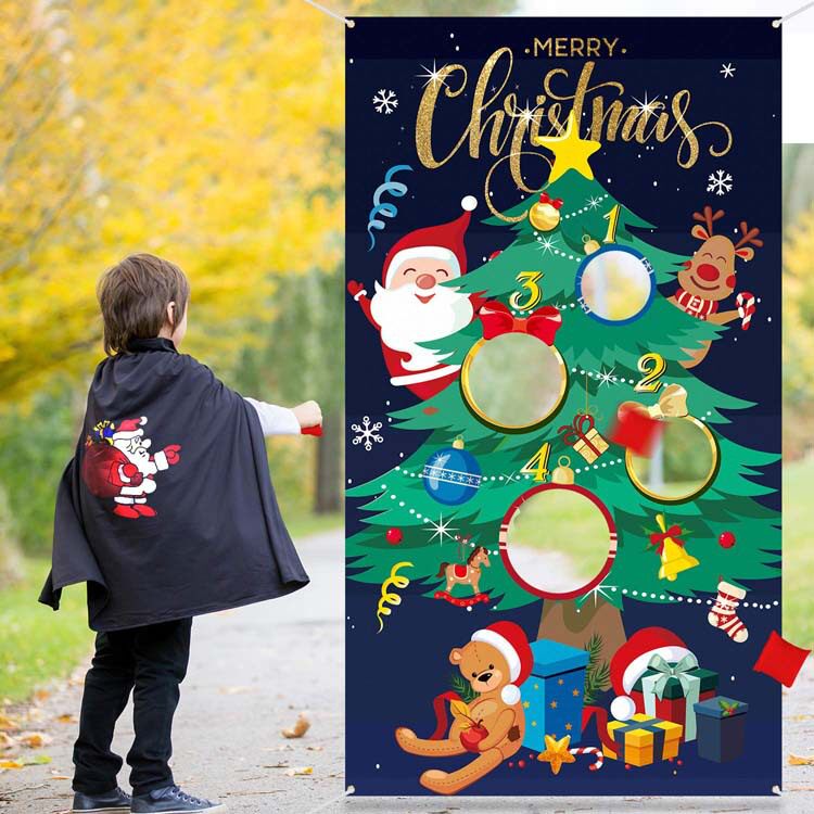 圣诞节沙包投掷游戏 花园装饰布置雪人圣诞树旗帜Christmas Flags - 图1
