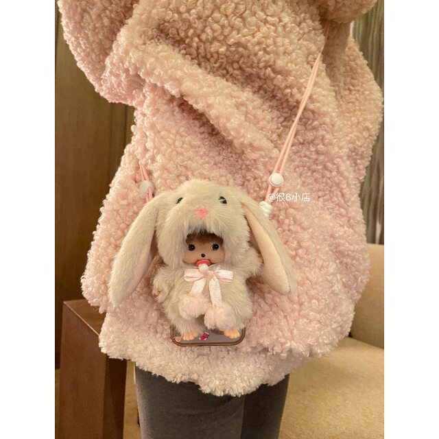 Munchiqi cute Korean cross-body carryable mobile phone back clip mobile phone holder doll doll mobile phone case with lanyard