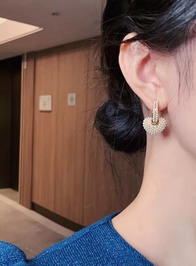 轻奢镶珍珠爱心耳环女2025新款一款两戴耳饰小众设计高级气质耳钉