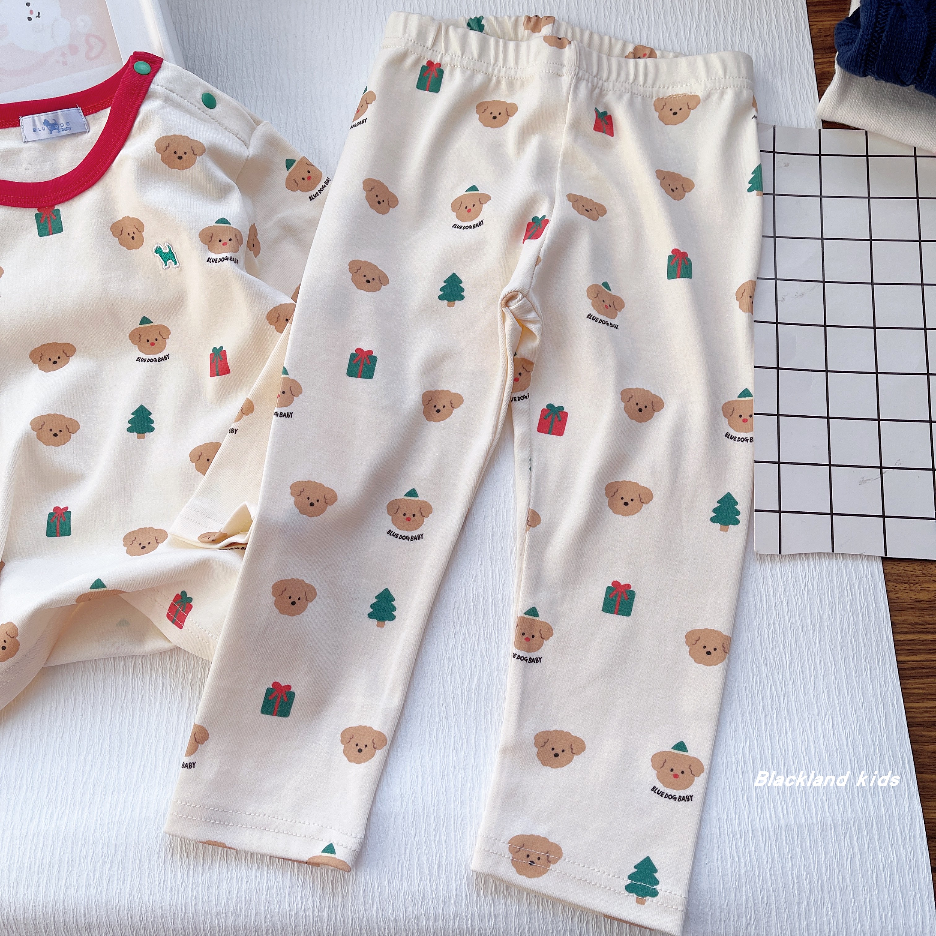 春秋冬款韩国童装 男童女童儿童宝宝纯棉弹力家居服套装秋衣秋裤 - 图3