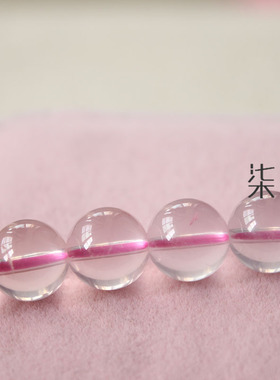 天然粉水晶散珠圆珠莫桑比克