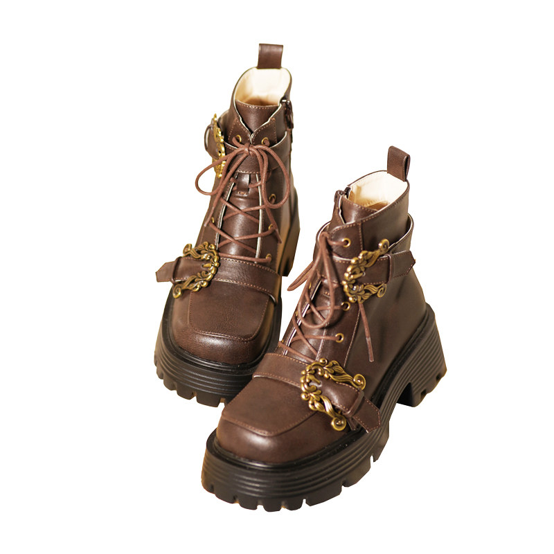 马丁靴女风琴骑士桃小坞原创复古国风秋冬短靴厚底学院风学生现货,淘宝优惠券,粉丝福利购,淘宝优惠卷