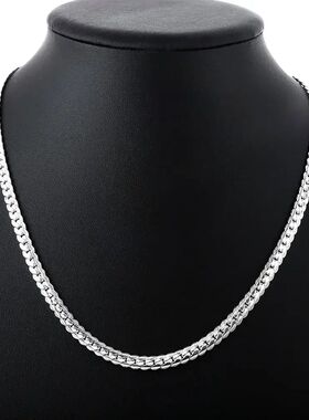Fine Top Brand Silver Color 6mm Chain Necklace for Woman