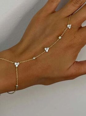 Luxuy Metal Cystal Chain Finge Bacelet fo Women Simple Gold