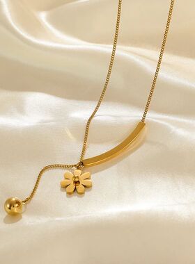 GANEMLY 316L Stainless Steel Gold Color Flower Pendant