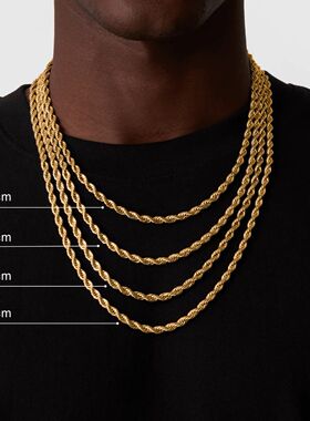 Rope Chain Necklace for Men Women,Stainless Steel Silver