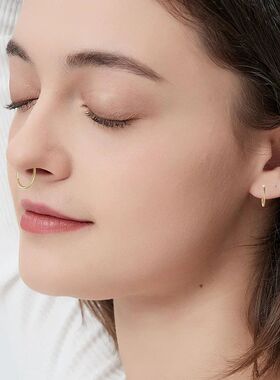 2/6PCS Seamless 316L Stainless Steel Nose Ring for Men Gold