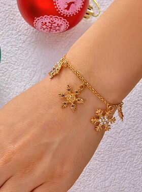Chistmas Theme Metal Cystal Resin Pendant Bacelet fo Women