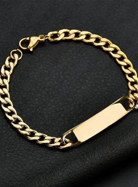 Simple Customized Name Logo Text Men 18k Gold PVD Stainless