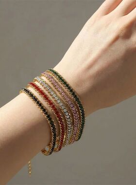 GANEMLY 316L Stainless Steel Sparkling Zircon Bracelet