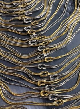 Statement Unique Knot Necklace 14K Gold Plated Punk Double