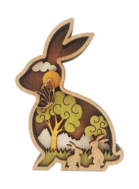 Easter 3D Animals Crafts Statue Wooden Creative Forest