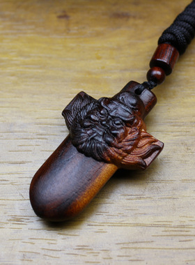 雷击桃木钟馗木剑随身配饰手把件摆件宝剑挂坠车挂件纯手工精雕