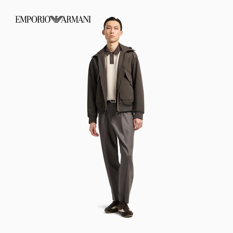 EMPORIO ARMANI/阿玛尼冬季新款男可拆连帽双层门襟夹克休闲外套,淘宝优惠券,粉丝福利购,淘宝优惠卷