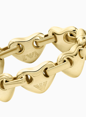 阿玛尼女士复古金色心形串联戒指