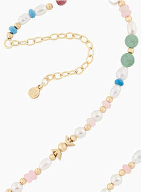 阿玛尼女士撞色串珠式龙虾扣项链