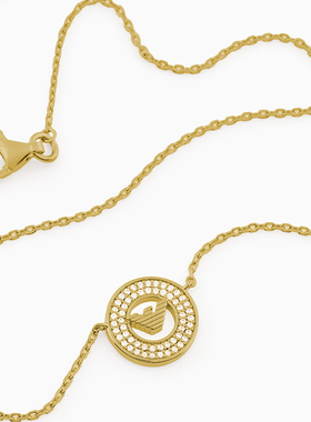 阿玛尼女士圆形环绕密镶金色项链