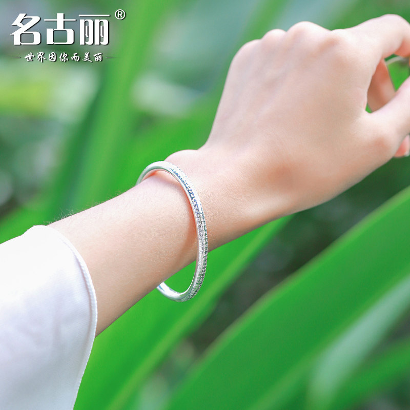 大悲咒9999女s999足银镯子纯银手镯 名古丽手镯