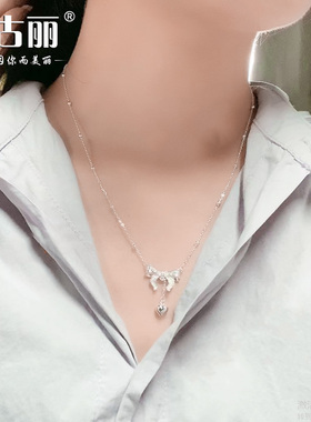 99足银蝴蝶结纯银项链女小众设计
