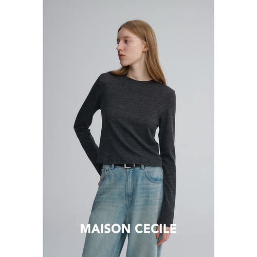 MAISON CECILE 三色|全羊毛软糯亲肤舒适保暖修身正肩针织打底 - 图1