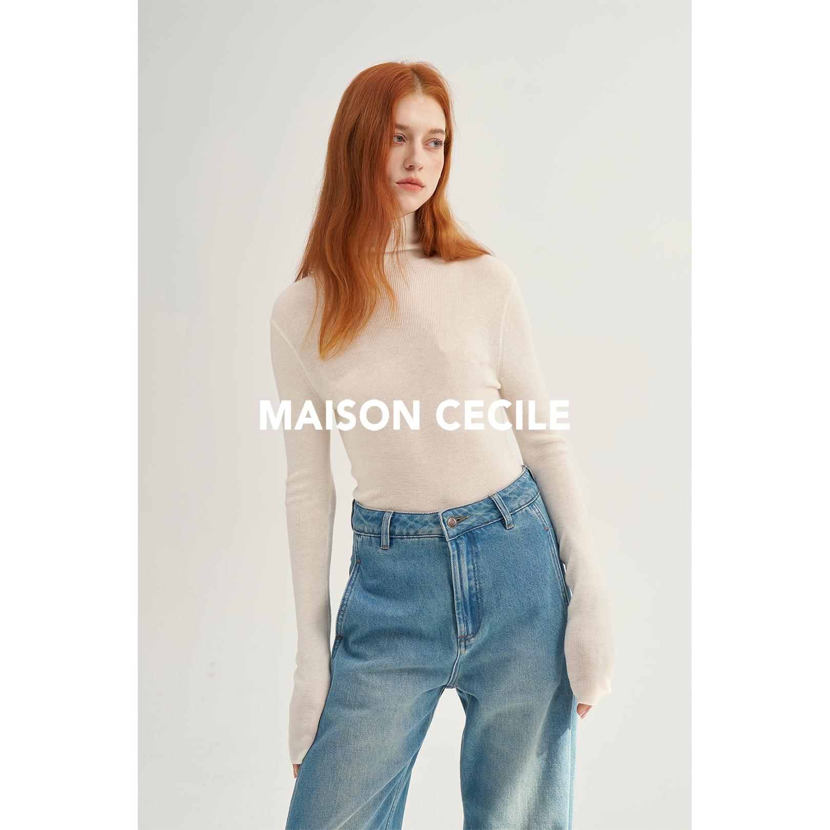 MAISON CECILE三色/水溶羊毛亲肤百搭细腻高领针织上衣 - 图2