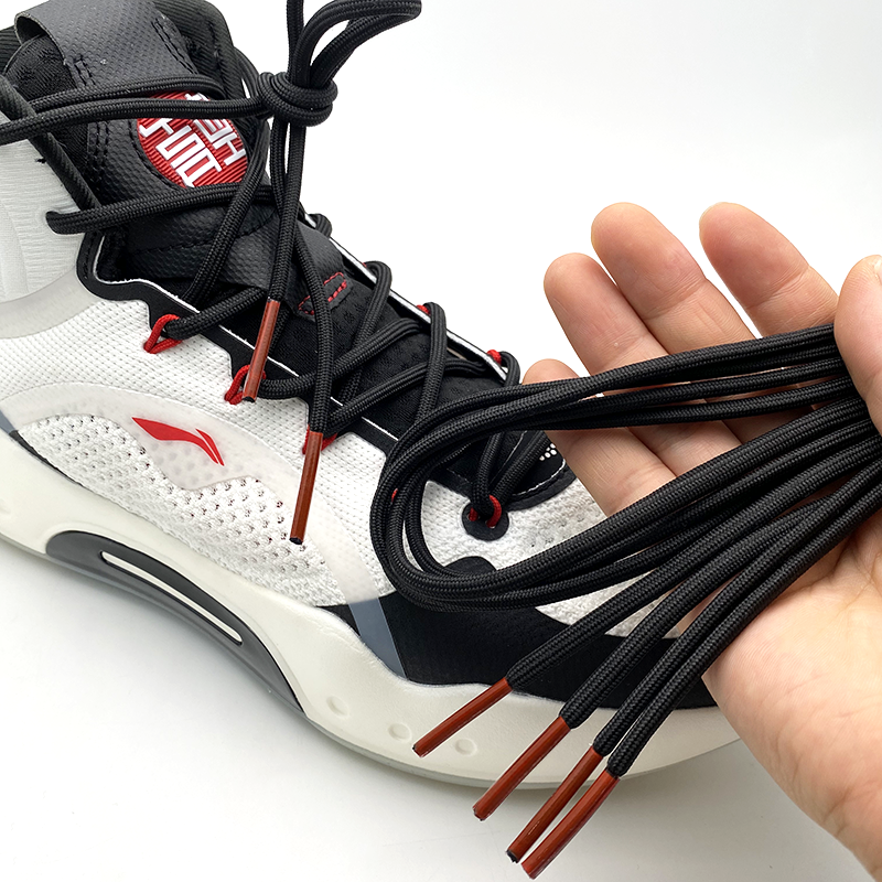 适配李宁驭帅14高帮低帮篮球鞋鞋带TD黑色红点黑色红头圆形鞋带 - 图0