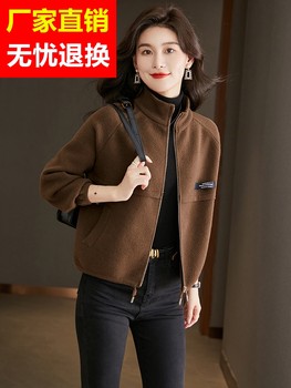 ທ້າຍດູໃບໄມ້ລົ່ນ Woolen Jacket Women's Thick Wool Cardigan 2023 Autumn New Women's Fashion Short Long Sleeve Outerwear