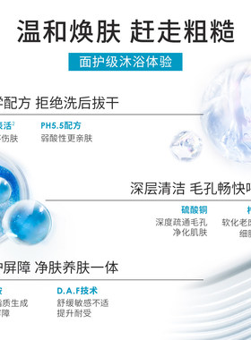 贝德玛沐浴啫喱1L保湿沐浴露运动清爽祛痘可卸防晒控油除氯游泳