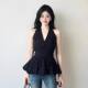 French temperament polka dot niche design skirt sleeveless halterneck vest for women summer waist slimming shirt top