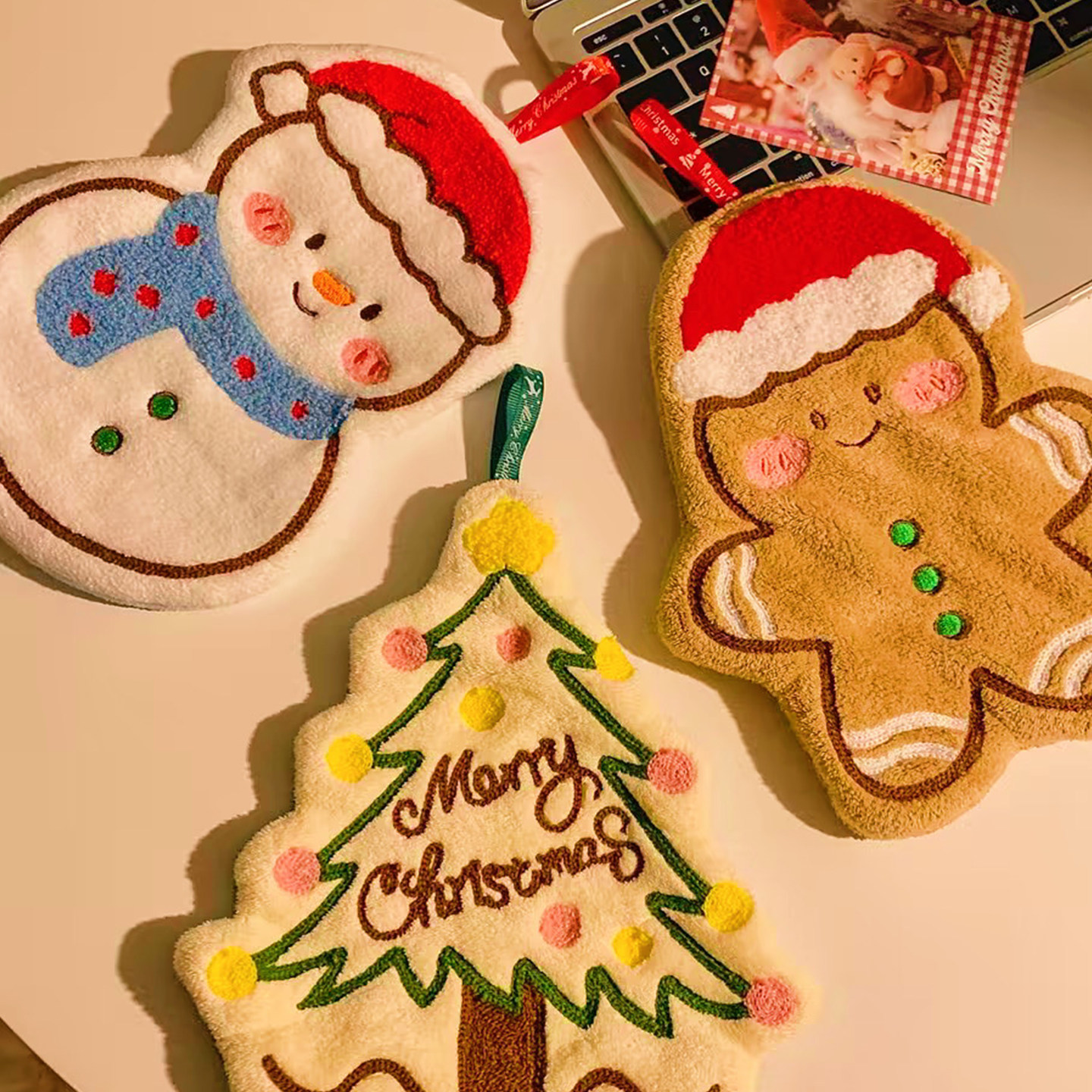 圣诞树姜饼人擦手巾挂式可爱超强吸水速干卫生间洗手手帕厨房抹布,淘宝优惠券,粉丝福利购,淘宝优惠卷