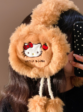 三丽鸥HelloKitty保暖毛绒耳套