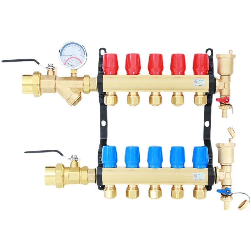 正星全铜大流量分水器地暖家用地热分集水器4路6路5路温控分水器 - 图3