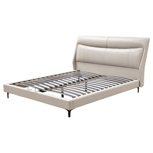 顾家家居现代简约奶油风主卧大床皮床双人床高脚实木床8060