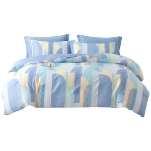 博洋家纺纯棉四件套简约几何床上用品床单被罩被套床笠三件套秋冬