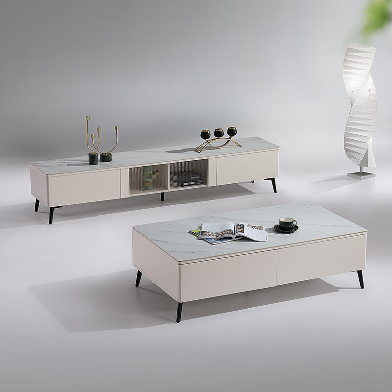 家有品致(JIAYOUPINZHI)现代简约岩板茶几电视柜组合JM007CJ101,淘宝优惠券,粉丝福利购,淘宝优惠卷
