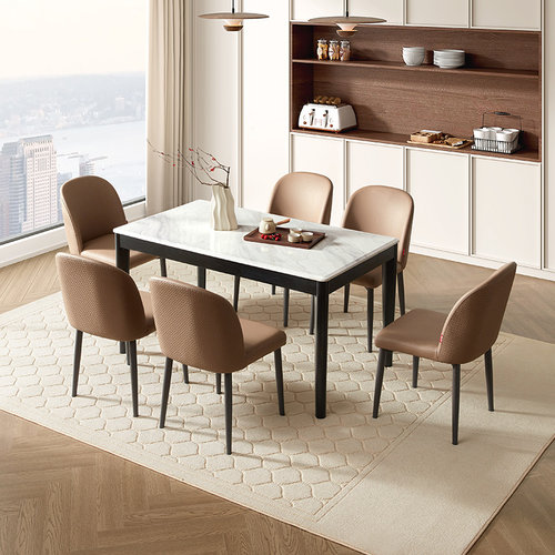 顾家家居现代简约大理石餐桌实木餐桌方桌意式轻奢餐厅家具7115T - 图1