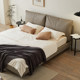 Italian minimalist leather bed modern top layer cowhide master bedroom bed 1.8x2m small apartment large bed double soft bag bed