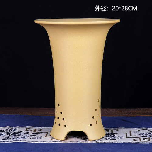 蔓木人紫砂宜兴紫砂花盆兰花盆古典素面桌面建兰春兰红黄黑紫四款 - 图3