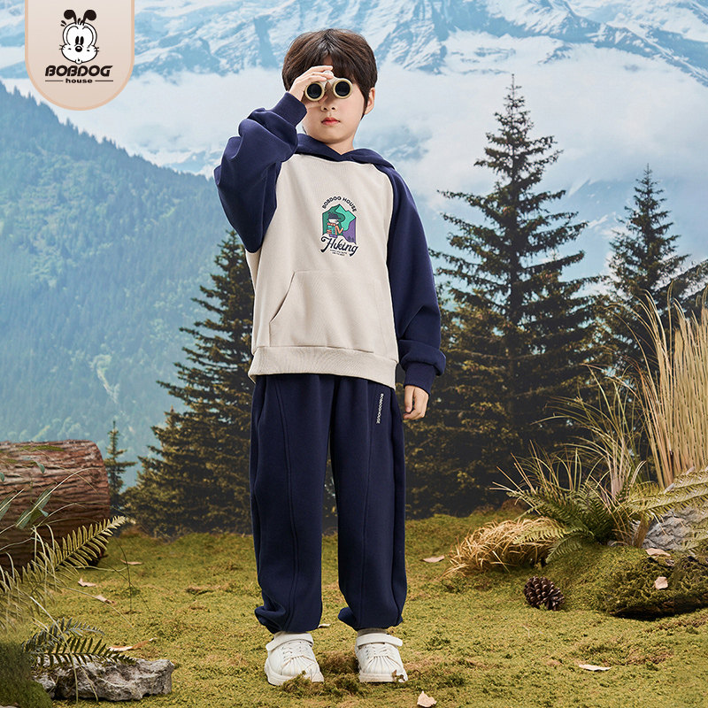 巴布豆儿童连帽卫衣春秋款印花男童女童时尚秋季冬季上衣
