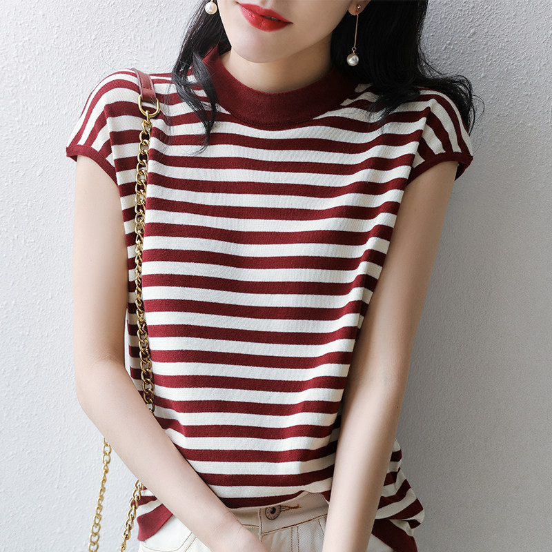 条纹纯棉20夏装韩版新款宽松t恤 幽慕T恤