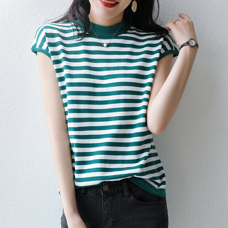 条纹纯棉20夏装韩版新款宽松t恤 幽慕T恤