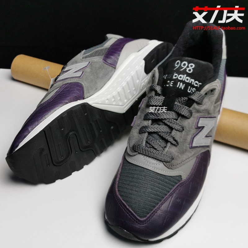 NEW BALANCE 美产M998奢华紫色蛇纹运动复古慢跑鞋休闲鞋 M998AWH