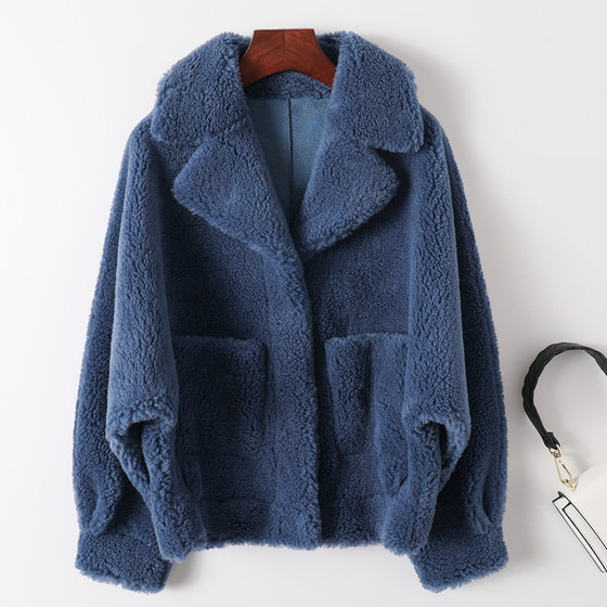 Grain shearling coat, one-piece fur coat